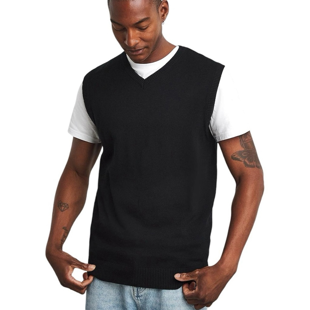 Vroom & Dreesmann Black Knit Sweater Vest
